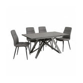 Eclipse Grey Ceramic Extending Dining Table with Alexa Grey Leather Dining Chairs - Pendle Village Furniture